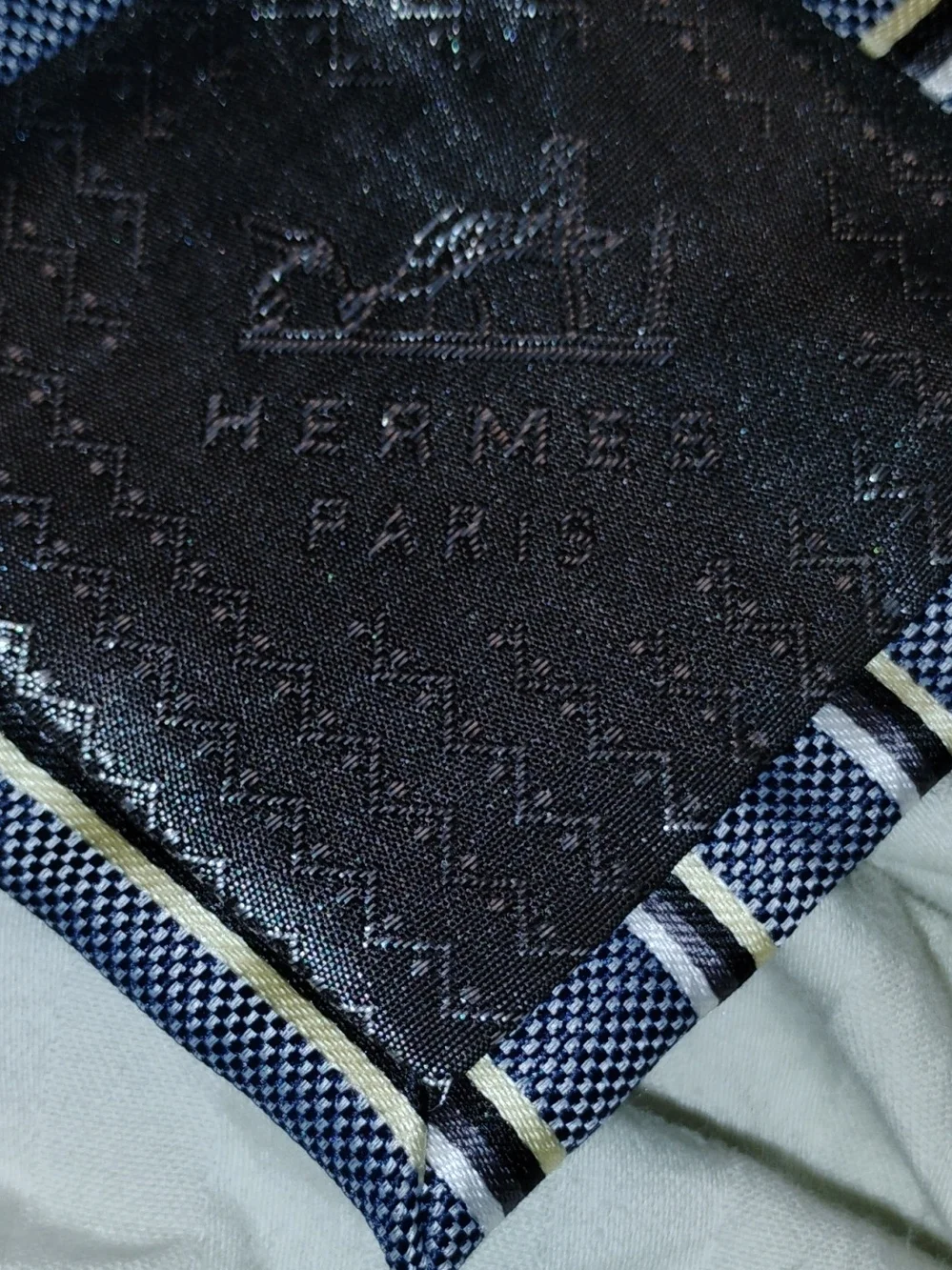 Hermes Striped Blue and Gold Men's Tie